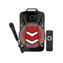 AmazonBasics Party Speaker with Karaoke Mic, 20W, 8" Double Woofer, RGB Light, 1800 mAh Battery, Digital Display, Remote Control, Bluetooth/Aux/USB Port/SD Card Connectivity (Black)...