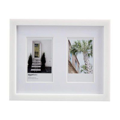 AmazonBasics Photo Frame for use with Instax, Polaroid - 2-Opening - 3 x 2 inch, White