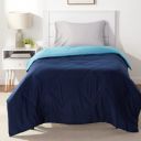Amazon Basics Reversible Microfiber Comforter - Single/Single Large, Navy Blue, Pack of 1...