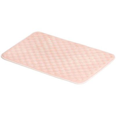 AmazonBasics Polyester Rippled Memory Foam Bath Mat - Pink, Small