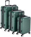 AmazonBasics Premium Hardside Spinner Luggage with Built-In TSA Lock - 3-Piece Set (21, 26, 30), Green...