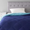 AmazonBasics Reversible Microfiber Comforter - Single/Single Large, Navy Blue, Pack of 1...