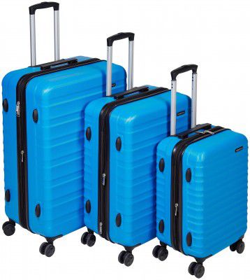 AmazonBasics Set of 3 (55 cm + 68 cm + 78 cm) Light Blue Hardsided Trolley