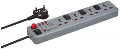 AmazonBasics Spike Guard with 4 Universal Sockets, 6A, 1.5m ISI Certified cable, Master Switch