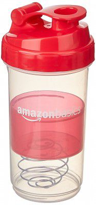 AmazonBasics Sports Shaker Bottle with Storage Compartment and Blender Ball