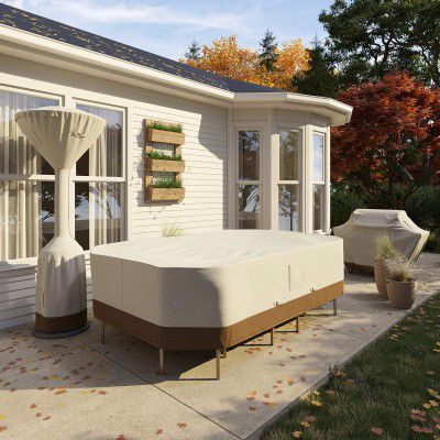 AmazonBasics Standup Patio Heater Cover | Height: 95 inch, Dome Diameter: 34 inch, Round Base Diameter: 18.5 inch | Polyester | White