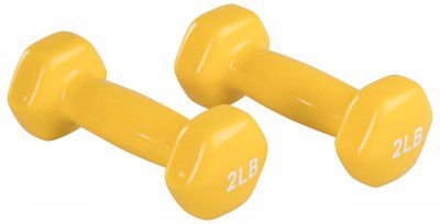 AmazonBasics Vinyl 2 Pound Fixed Dumbbells - Set of 2, Yellow