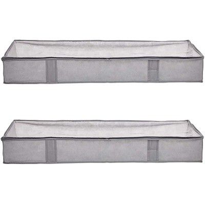 AmazonBasics Vinyl Rectangular Under Bed Storage Containers Bag with Zipper, Pack of 2