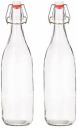 Amazon Brand - Solimo Swing Top Water Bottle with Stopper - Set of 2 (1 Litre)...