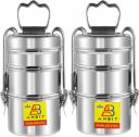 Ambit Stainless Steel Strong Clip Carrier Lunch Box 2 Lunch Box 6 Containers Stainless Steel Office Lunch Box (1800 ml)...