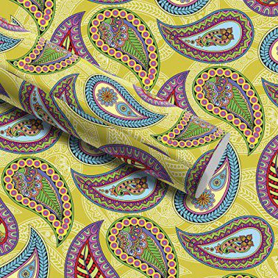 Ambiyaa Sunshine Paisley Gift Wrapping Paper Sheets (20x30 inch/49x73 cm) Pack of 24