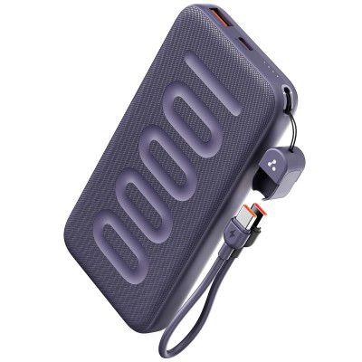 Ambrane 10000mAh Slim & Compact Powerbank with in-Build Type C Cable, 22.5W Fast Charging