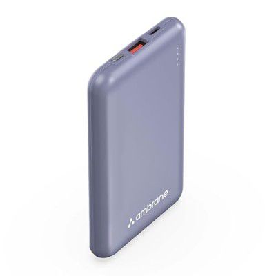 Ambrane 10000mAh Ultra-Slim & Compact Power Bank, 22.5W Fast Charging, Purple