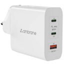 Ambrane 150W GaN Multi-Port Fast Charger Type C USB Compatible with All iPhones, Android Smartphones & Laptops (MacBook & Windows) with Dual Removable Pins for India & EU/US (RAAP G150, White)...