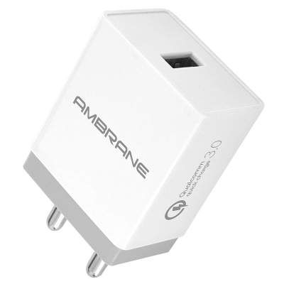 Ambrane 18W 3A Charger (Qualcomm Certified) with Quick Charge 3.0 (AQC-56, White)