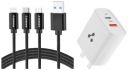 Ambrane 20W Dual Output Fast Charger/Adapter  QC & PD Technology for iPhone, Android (RAAP H11, White) with Ambrane 3 in 1 Lightning, Type C, Micro USB Cable...