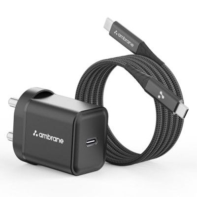 Ambrane 20W Mobile Charger with to Charging Cable (Charge 20, Black)