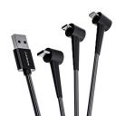 Ambrane 3 in 1 Type C, Lightning and Micro USB Standing Cable Makes Binge-Watching Easy, Compatible with iPhone, Micro USB, Type C Devices, PD Technology, 3A Fast Charging (Trio-S10, Black, 1m)...