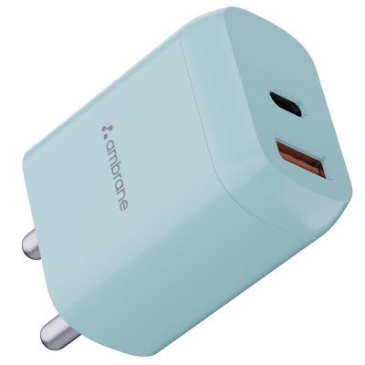Ambrane 30W BoostedSpeed™ Dual Output Port Fast Charger (RAAP H33, Mint Green)