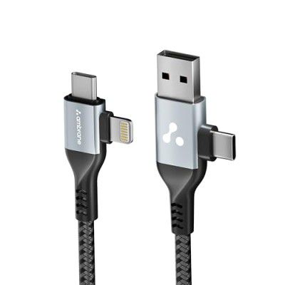 Ambrane 4 in-1 Multi-Functional Charging Cable (AC4CL-15, Silver)