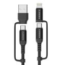 Ambrane 4-in-1 Type-C & Lightning Cable with 60W Fast Charging, Compatible with All Type-C and Apple Devices, 1.2m (ACQCS-12 Black)...