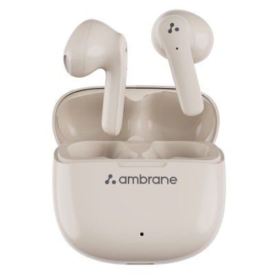 Ambrane Dots Mist True Wireless Earbuds with 22 Hours Playtime, 46ms Low Latency for Gaming,Noise Reduction Technology, 13mm Drivers with BoostedBass™, Bluetooth V5.1, IPX4 Splash Proof (Cosmic Beige)