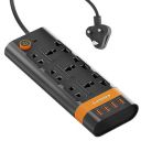 Ambrane Extension Board, 10 Ports with 4 USB Ports + 6 Power Sockets Smart Electric Surge Protector Multi Plug with 2500W, 3Mtr Cord Length, 2.1A USB Output (Smartstrip, Black)...