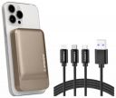 Ambrane MagSafe Wireless 10000mAh Fast Charging Power Bank, Premium Metallic Body, with 3in1 Cable...