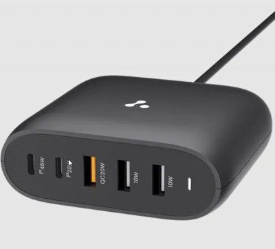 ambrane RAAP HUB 75W Type A & Type C 5-Port Fast Multi-Port Charger (Adapter Only, Intelligent Current Detection, Black)