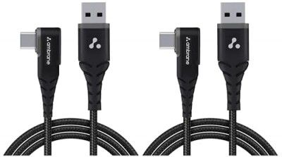 Ambrane Type C Mobile Charging Cable 3A Fast Charging, 1.5m L  (ABLC10, Black) (Pack of 2)