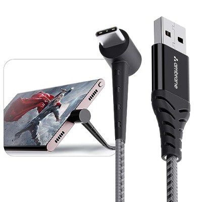 Ambrane Type C Standing cable, 3A Fast Charging, all Type C Devices 1.5m (ABSC-15 Black)