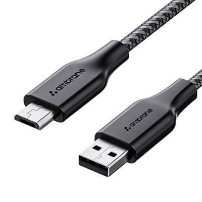 Ambrane Unbreakable 60W / 3A Fast Charging 1.5m Braided Micro USB Cable (RCM15)
