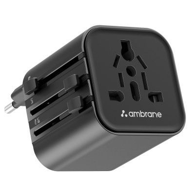 Ambrane Universal Travel Socket, International All in One Worldwide Travel Adapter Socket with 2500W (ATA-03, Black)