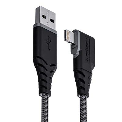 Ambrane USB to Lightning 12W Fast Charging, L Shape for Easy Holding (ABLL-125 Black)