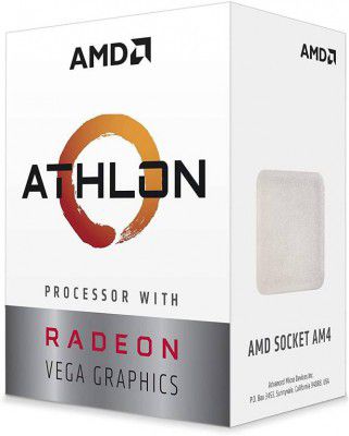 AMD Athlon 3000G with Radeon Vega 3 3.5 GHz AM4 Socket 2 Cores 4 Threads 1 MB L2 4 MB L3 Desktop Processor  (Silver)