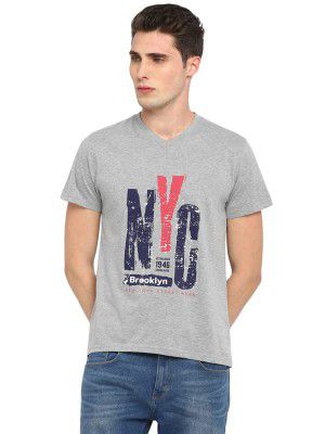 AMERICAN CREW Printed V Neck T-Shirt for Men