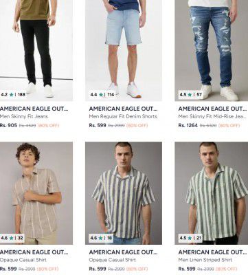 AMERICAN EAGLE OUTFITTERS CLOTHING FLAT 80% OFF