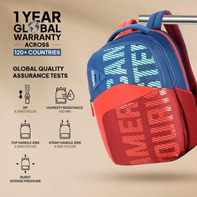 American Tourister Fizz Style 4, 31L Volume College 4 Compartment Backpack - Blue/Red