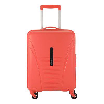 American Tourister Ivy Spinner 55 cms Small Cabin Polypropylene (PP) Hardsided 4 Spinner Wheels Luggage/Trolley Bag with TSA Lock - Coral