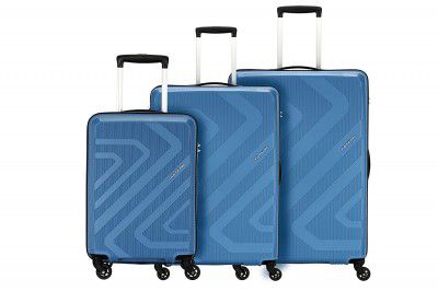 American Tourister  Polypropylene 55 cm + 68 cm + 79 cm Hardsided Check-in Suitcase, Ash Blue (Set of 3)