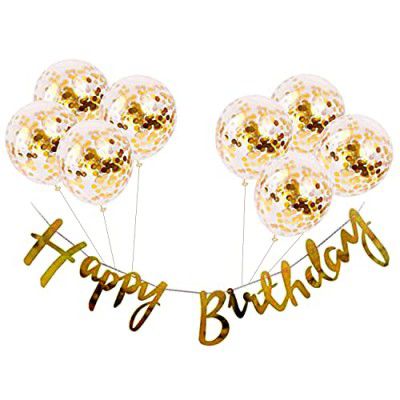 AMFIN® Gold Decoration for Birthday/Confetti Balloon/Gold Confetti Birthday Balloons/Suprise Birthday Photoshot Decoration/Gold Theme Party
