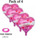 AMFIN Happy Valentines Day Heart Shape Foil Balloon Bouquet (Set of 4)...
