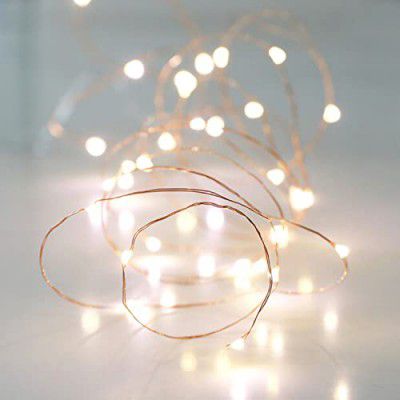 AMFIN® (Pack of 1) 3 Meter Battery Powered, Wired String Fairy Lights, 2 AA Battery Powered Portable LED Lights, LED String Lights for Decoration, Decorative Strings - Warm White