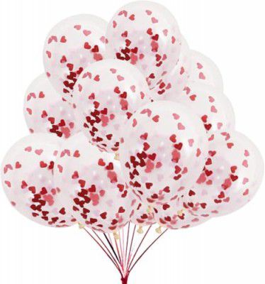 AMFIN® (Pack of 10) Red Heart Confetti Balloons - Red