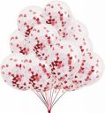 AMFIN® (Pack of 10) Red Heart Confetti Balloons - Red...