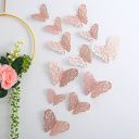 AMFIN (Pack of 12) Butterfly Decoration/Butterfly Decoration Items for Wall/Butterfly Stickers/Butterfly Decoration Birthday - Rosegold...