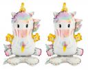 AMFIN (Pack of 2) 3D Self Standing Unicorn Foil Balloon, Pastel Birthday Decoration - Pink & Purple...