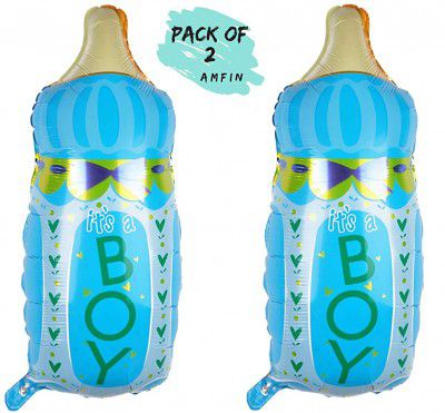 AMFIN Pack of 2 Its a Boy Blue Bottle Foil Balloons for Birthday 