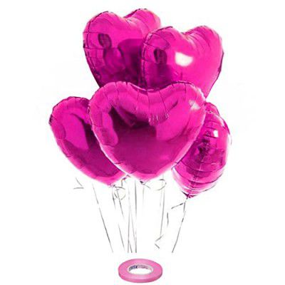 AMFIN® (Pack of 5) 18 Inch Pink Heart Shaped Balloons - Dark Pink