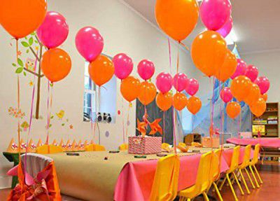 AMFIN (Pack of 50) Metallic Balloons Pink and Orange for Birthday Decoration - Pink & Orange